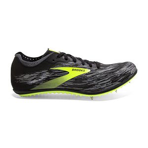 Brooks ELMN8 v5 Racing Shoes - Mens, Black/Grey/Yellow | IE-JZE872109